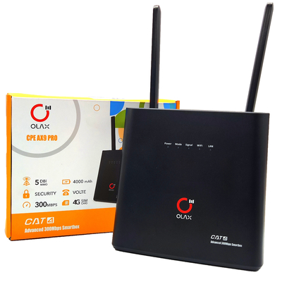 오락스 AX9 프로 4G 무선 와이파이 라우터 4000mAh LTE Cat4 300mbps SIM 카드